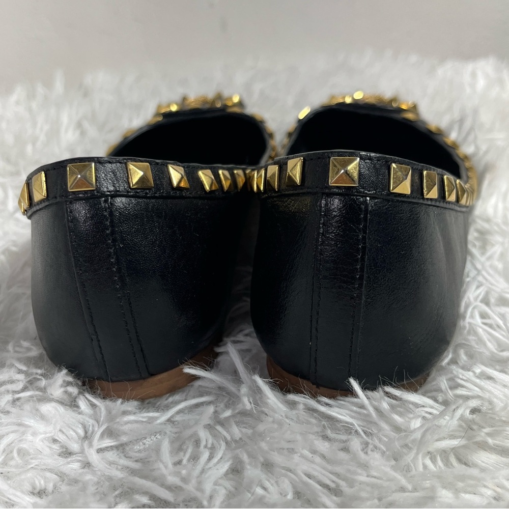 Tory Burch Black Flats Dale Gold Studs Flats - Picture 10 of 11